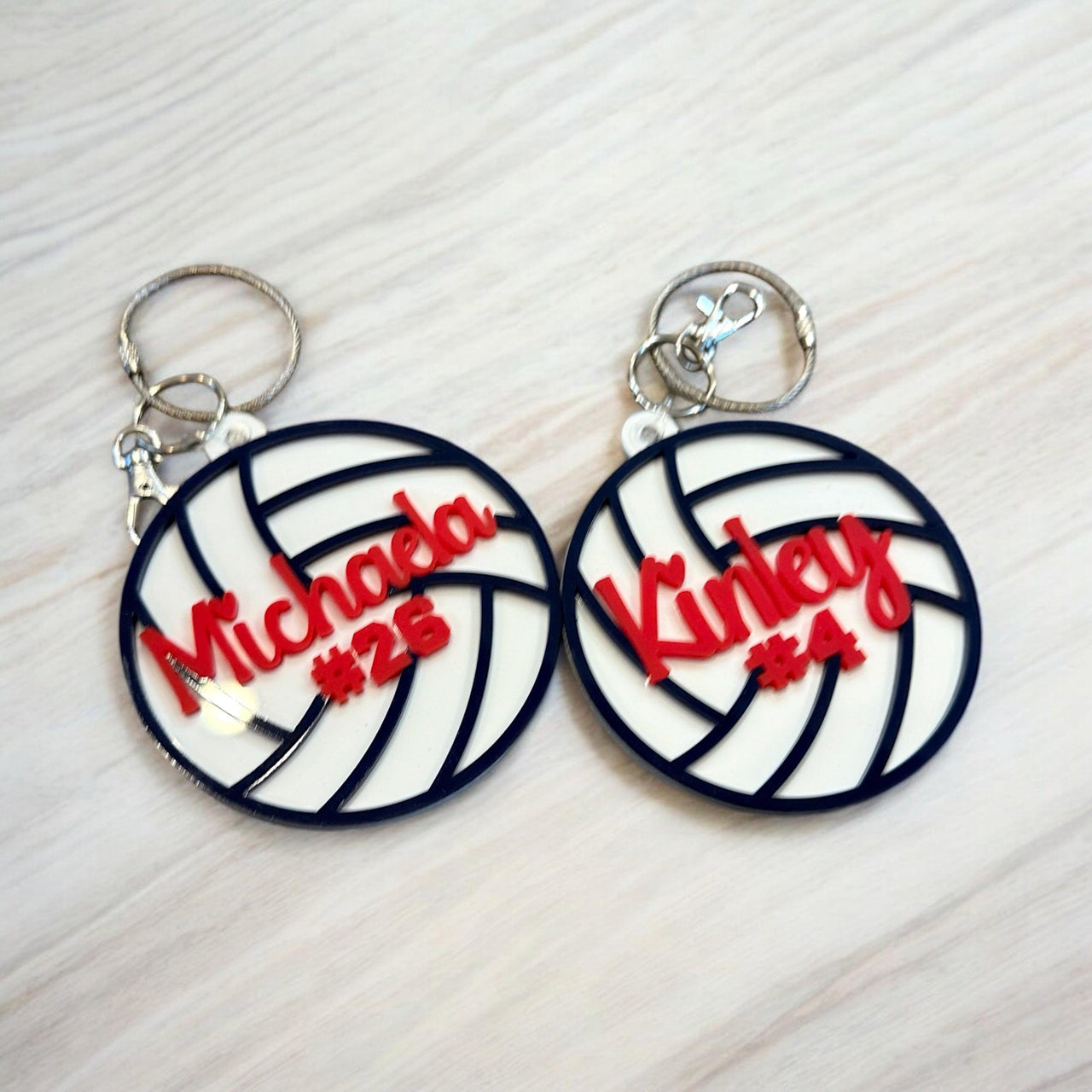 Custom Volleyball Keychain, Personalized Name and Number, Team Gift, Bag Tag