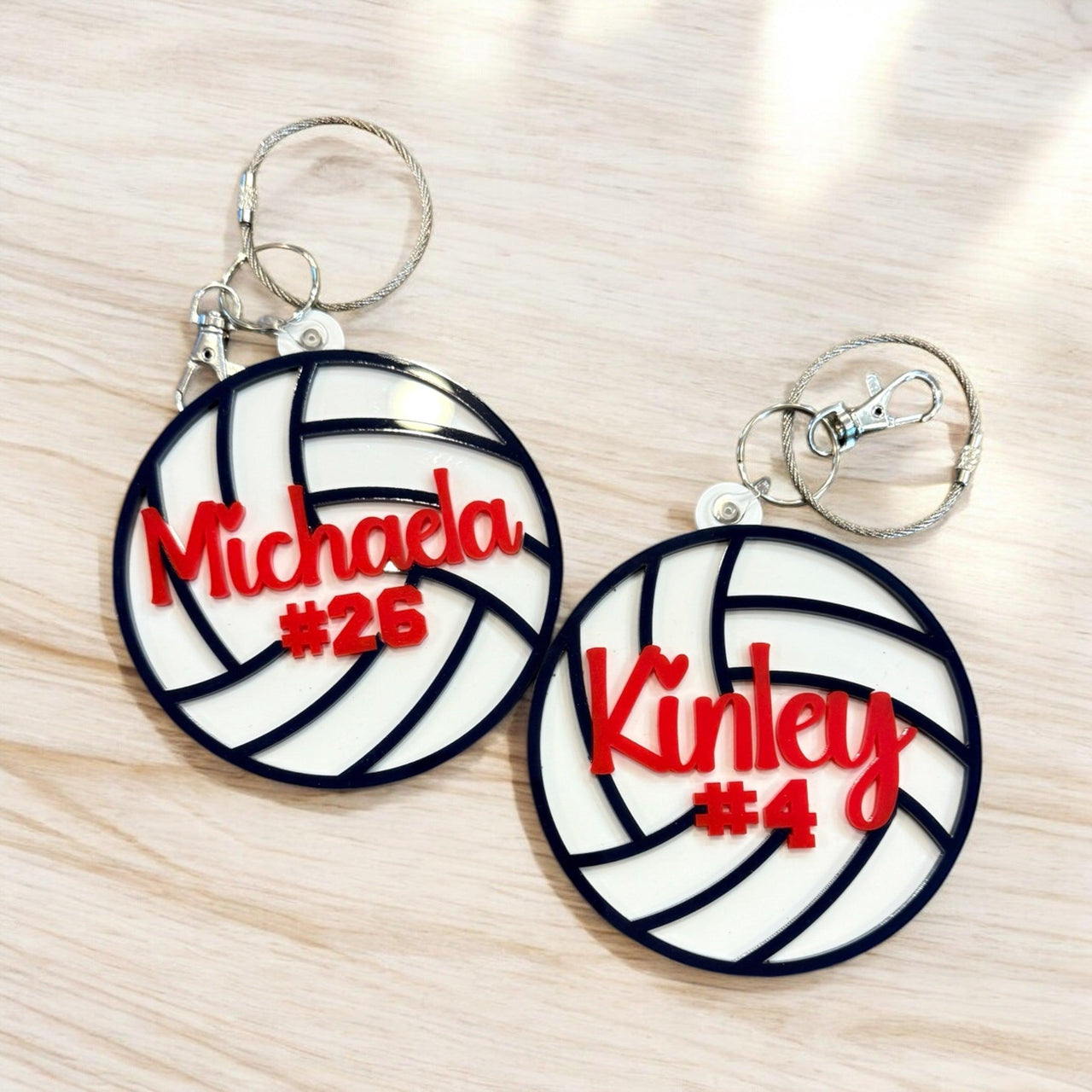 Custom Volleyball Keychain, Personalized Name and Number, Team Gift, Bag Tag