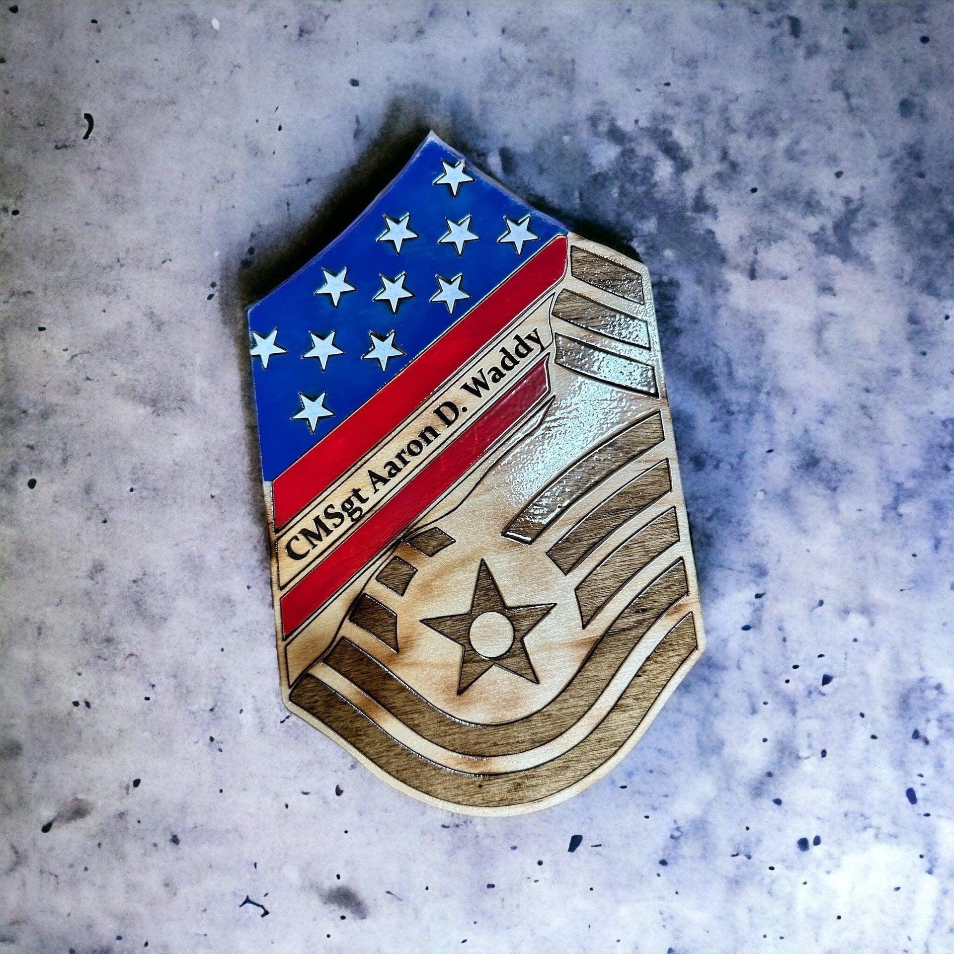 CMSgt distressed stripe, military promotion gift, retirement gift - Coastal Chaos LLC