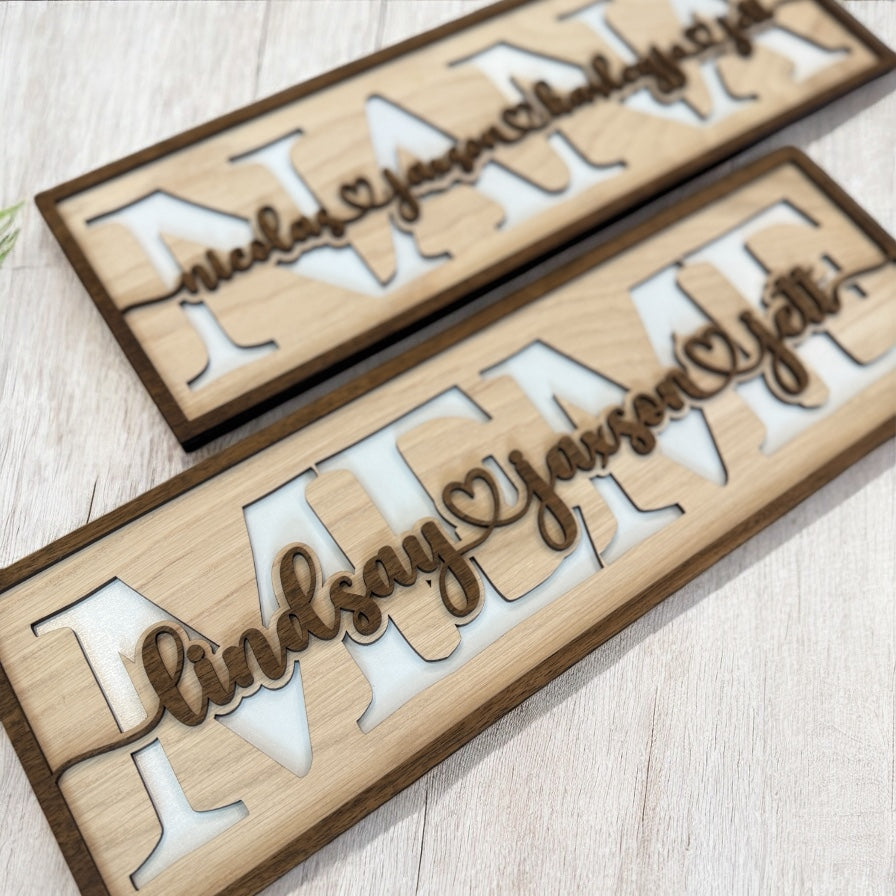 Custom Wooden Name Sign for Grandparents | Personalized NANA or MEME Sign with Grandkids’ Names | Mother’s Day Gift | Grandparent Wall Decor