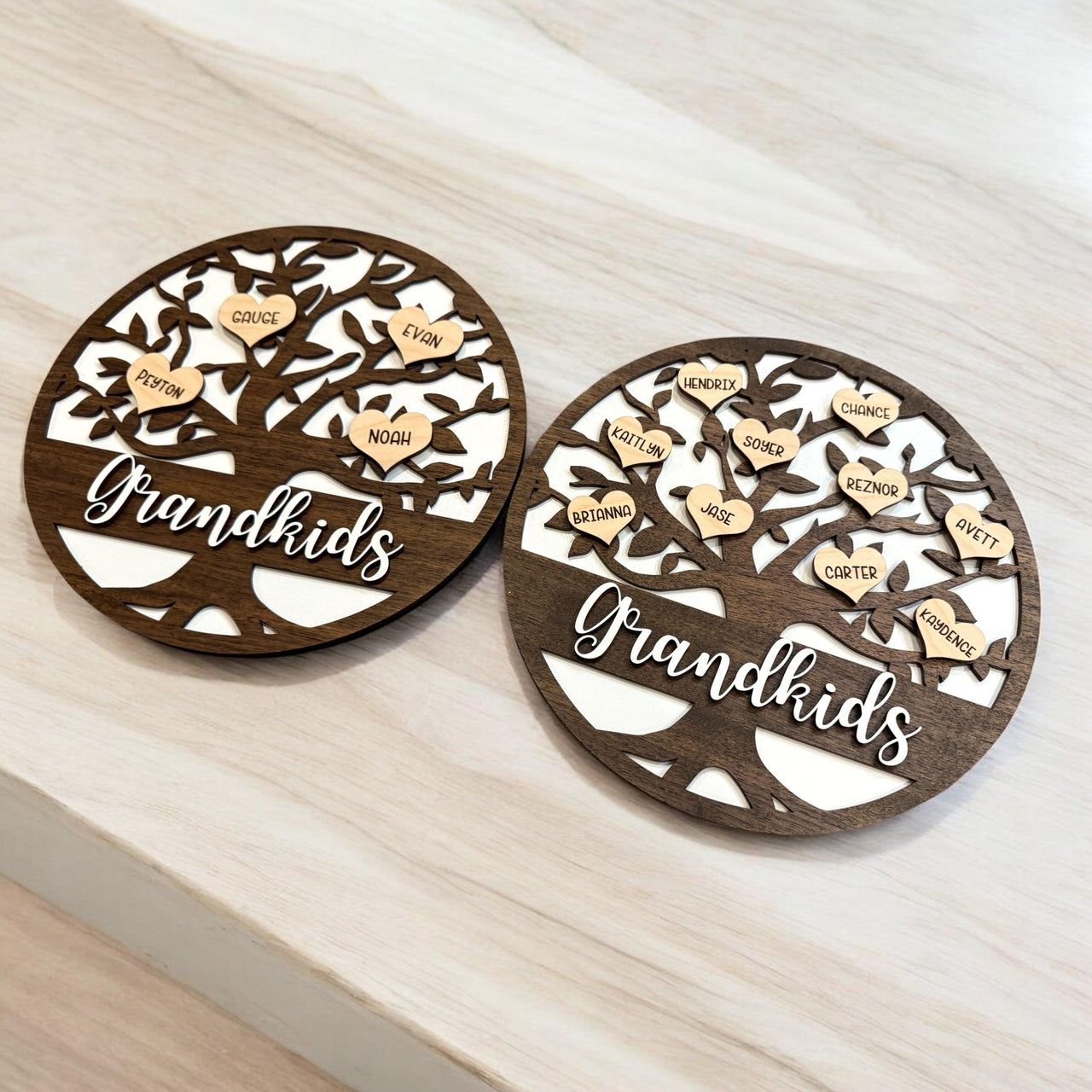 Grandkids family tree sign, custom wooden sign for grandparents and family, personalized wooden sign