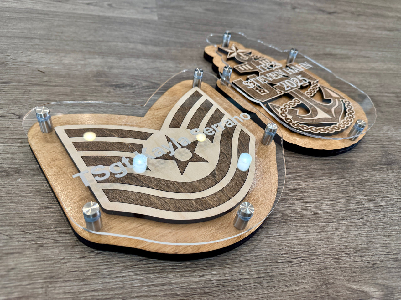 Custom Military Rank Stripes Plaque – Personalized Acrylic & Wood Display | All Ranks Available