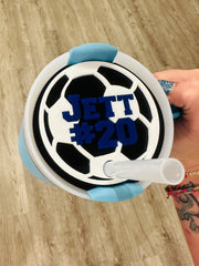 Soccer ball H2.0 version topper, acrylic name plate 30 or 40 oz - Coastal Chaos LLC