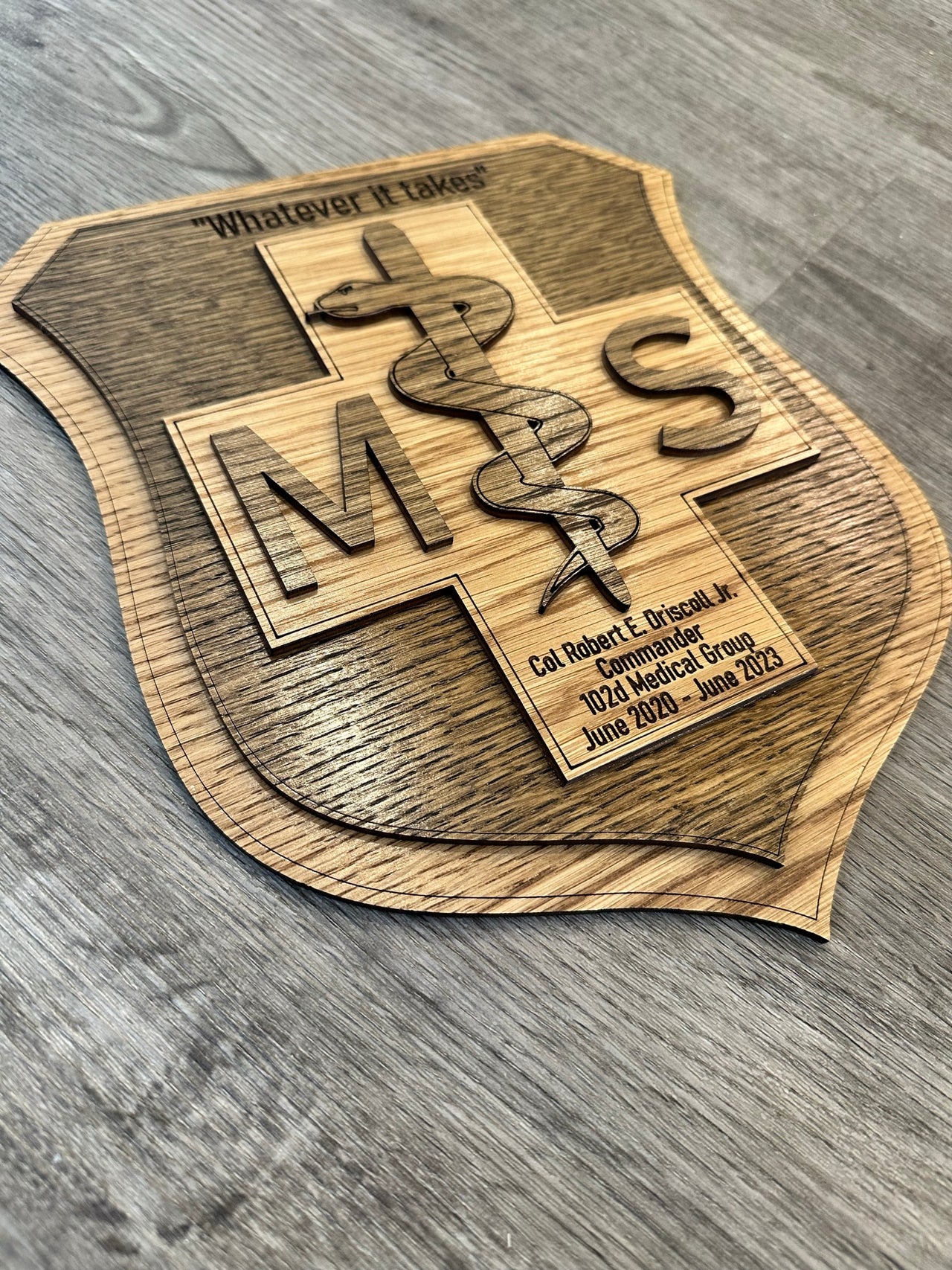 Custom MSC Shield Plaque – Laser Engraved Medical Service Corps Award | Personalized Military Retirement, Promotion, or Going Away Gift