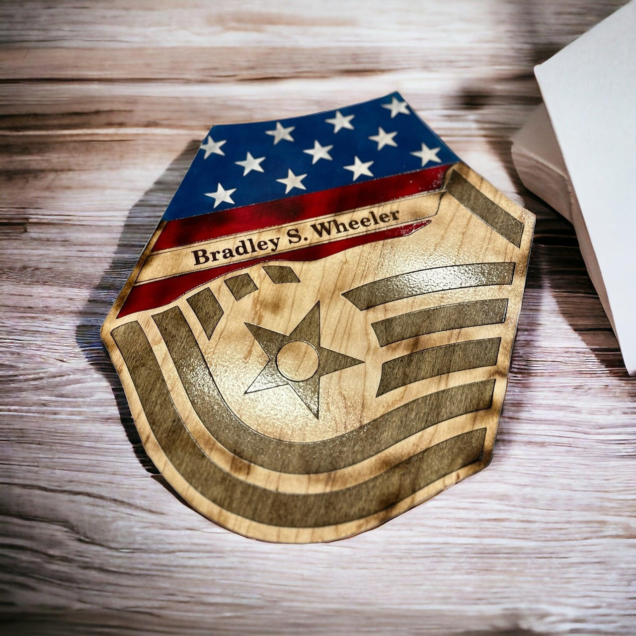 MSgt distressed stripe, military promotion gift, retirement gift
